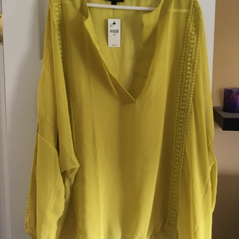 Lane Bryant Yellow Tunic with Embroidered Detail